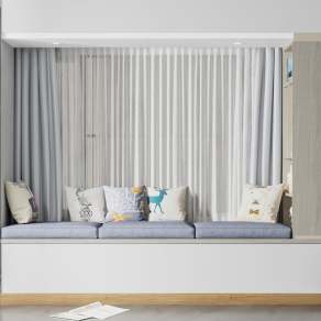 现代卧室飘窗3D模型下载